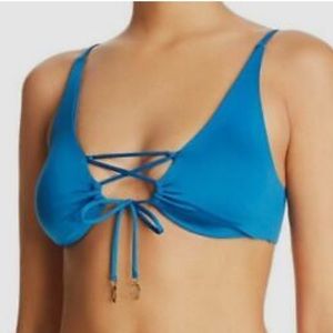 Soluna Swim Under the Sun Tie Front Bralette Bikini Top SZ L NWOT